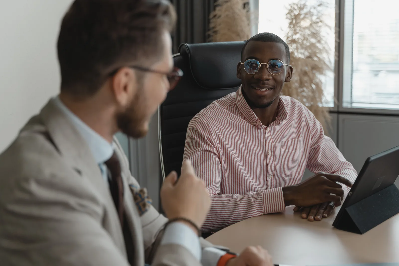A professional job interview discussion representing placement support